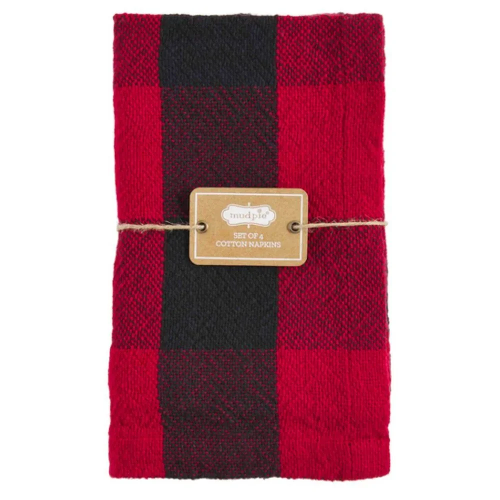 Mud Pie Red Buffalo Check Napkin /NWT